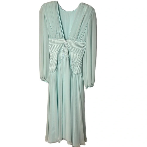 BETTY RUBIN 🇨🇦 sheer maxi dress sateen,pleated,evening,glam,feminine,romantic EC - Picture 9 of 14